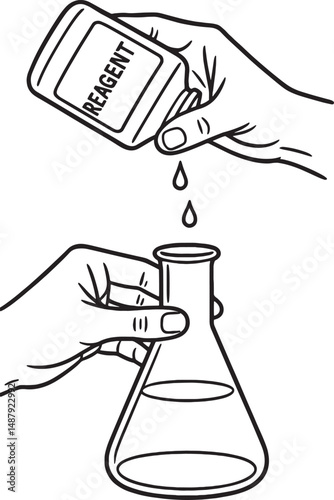 Adding Reagent to Flaks Laboratory Experiment
