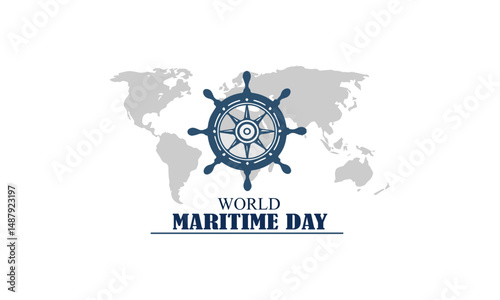 Vector Illustration of world maritime day. Symbol of Wheel. Abstract design and Background.