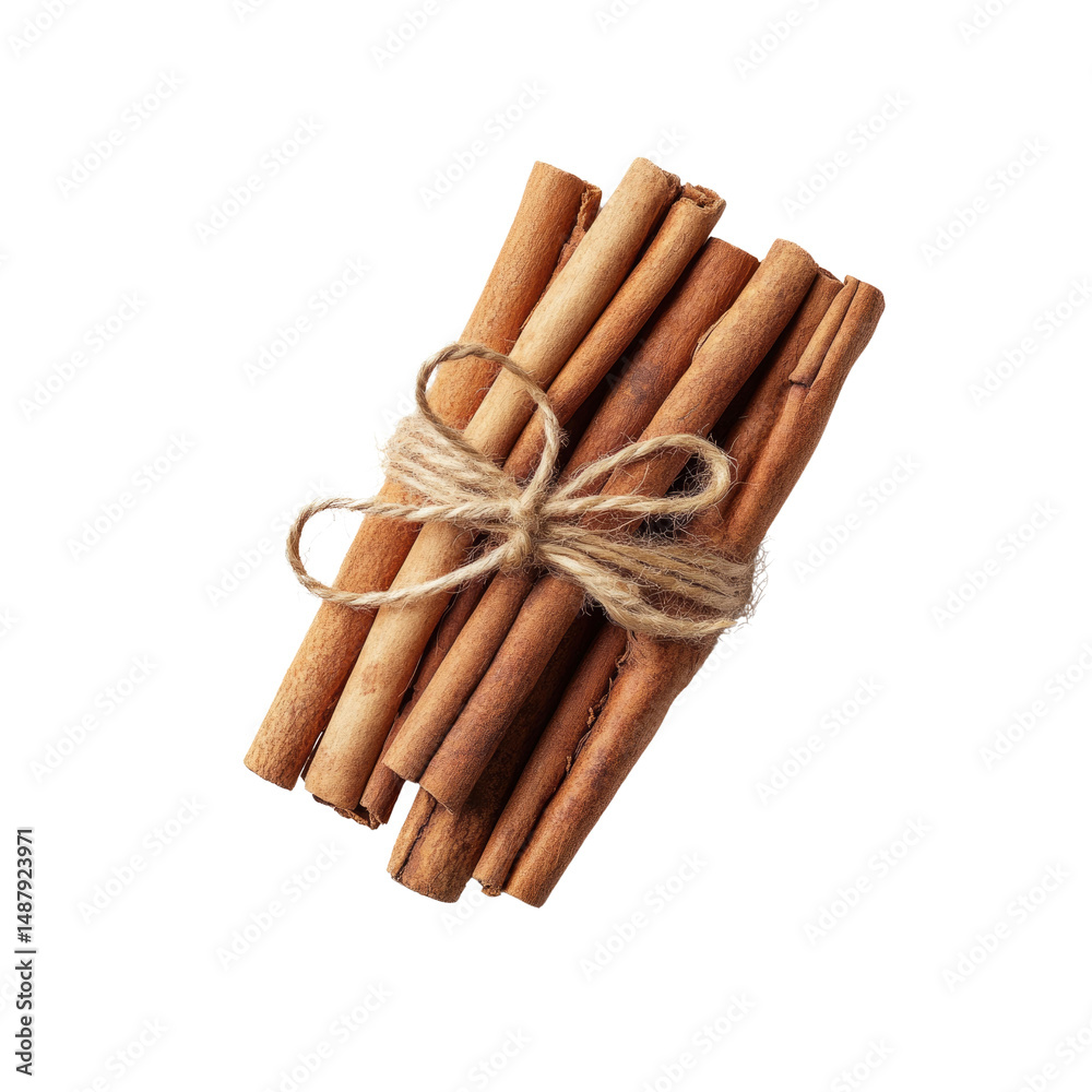 Aromatic Bundle of Cinnamon Sticks Tied with Twine Aromatic Bundle of Cinnamon Sticks Tied with Twine