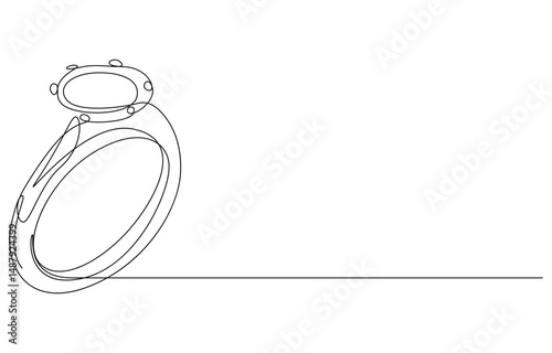 Wedding ring line art style,wedding ring one Continuous line drawing