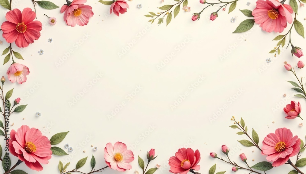 Fototapeta premium Subtle repeating floral motif on a light background , summer, blossom, spring