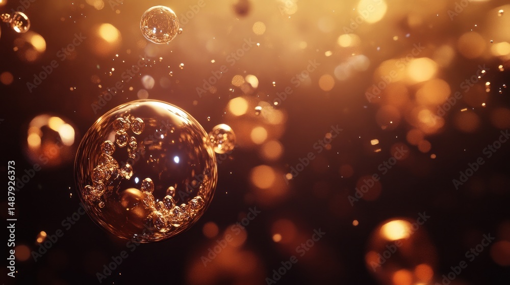 Golden bubbles abstract background
