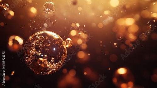 Obraz na płótnie Golden bubbles abstract background w salonie