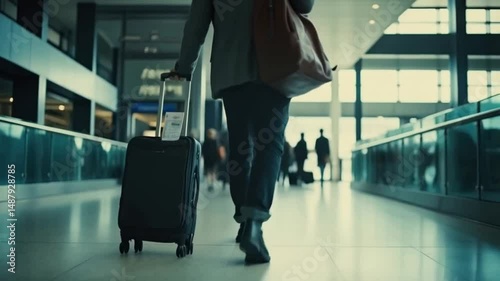 shot of a traveler walking toward their gate at the airport