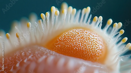 Fingertip with a Contact Lens, Macro View.