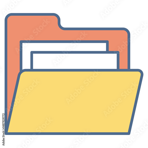 Files Outline Color Icon Element For Design