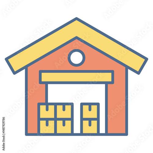 Storage Outline Color Icon Element For Design