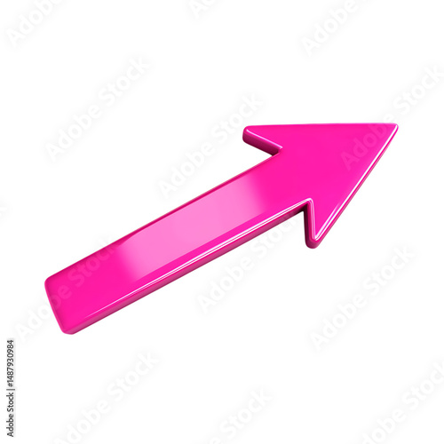 Bold Arrow with Defined Contours in Vivid Fuchsia Isolated on Transparent Background