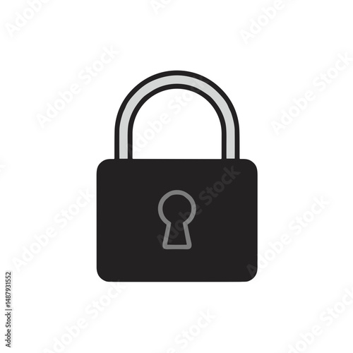 Traditional padlock icon in black and grey tones  