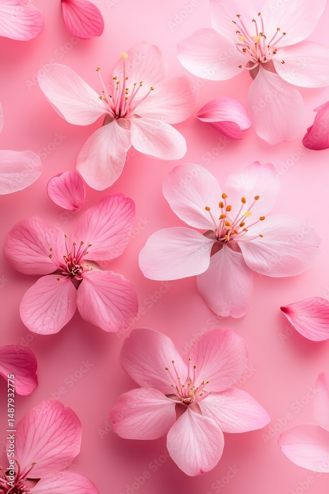 Pink flowers on pink background