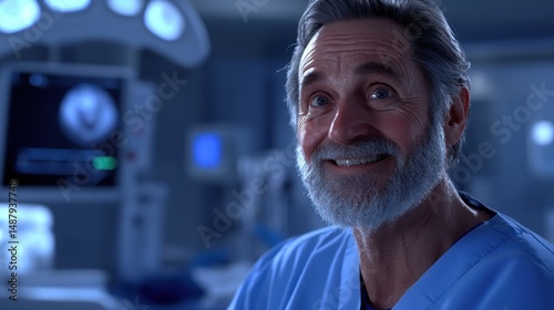 Obraz na płótnie Smiling senior doctor in hospital operating room w salonie
