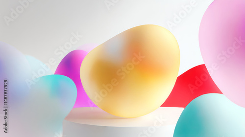 colorful eggs round shapes on white background