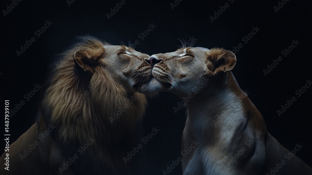 Lions kissing