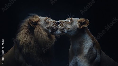 Obraz na płótnie Lions kissing w salonie