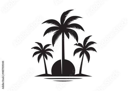 Wallpaper Mural Sunset Minimalist and Palm Trees Silhouettes Vector Torontodigital.ca