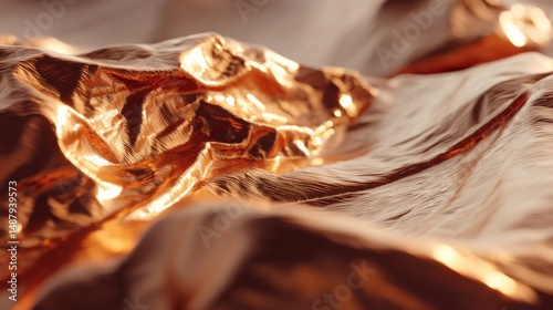 Wallpaper Mural Close-up view of shimmering rose gold fabric, elegantly draped and reflecting light, showcasing its luxurious texture and subtle folds. : Generative AI Torontodigital.ca