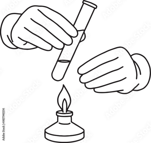 Heating test tube on bunsen burner
