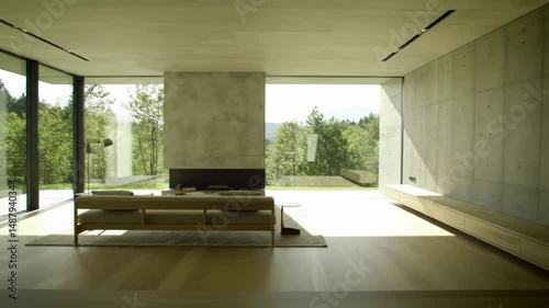 Sunlit Minimalist Living Room in Modern Architectural Home