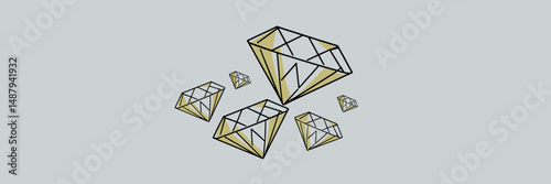 Vector icon of yellow and white diamonds – Suitable for gemstone catalog design, luxury marketing, or mining industry visuals