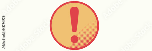 Red exclamation mark in halftone circle on white – Perfect for caution signs, urgent alerts, or attention-grabbing notifications