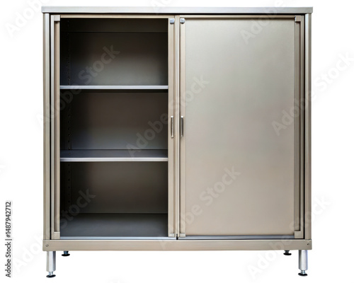Wallpaper Mural Stainless steel storage cabinet with sliding doors on a transparent background Torontodigital.ca