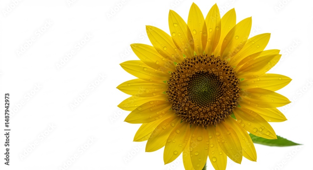 Fototapeta premium 鮮やか黄金色 ひまわり 白背景 優しい光. AI Generated