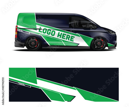 Modern Green and Blue Van Wrap Design Template