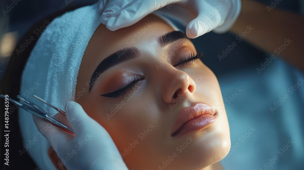 Woman enjoying a facial treatment at a beauty spa