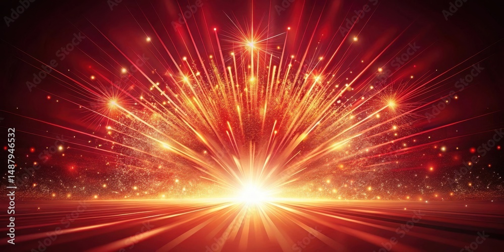 Obraz premium Gradient explosion on a red velvet background with intricate light trails and ambient glow effects