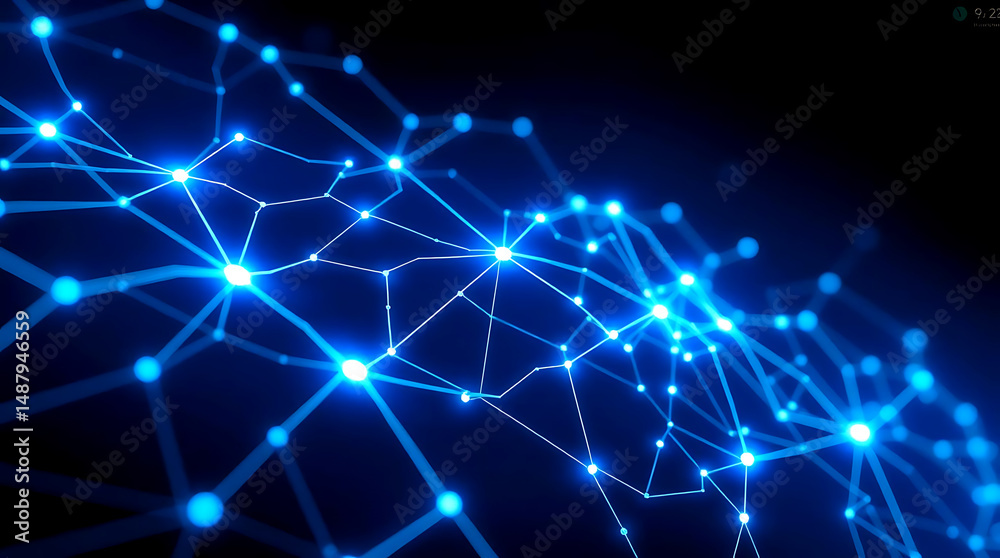 Fototapeta premium Futuristic digital interface with AI and neural network visualization background