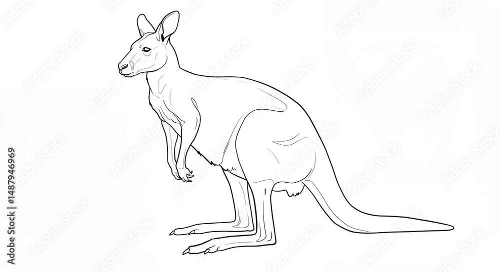 Fototapeta premium Line drawing of a kangaroo