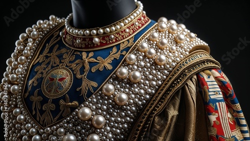 Byzantine Imperial Dress, Pearl Embellishments, Royal Clothing
