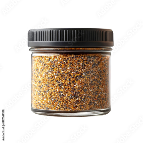 Close-up of a Glass Jar Filled with Seasoning Blend