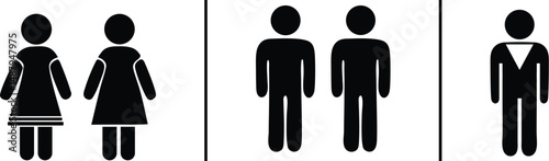 Three panels showing stick figure icons representing different gender identities