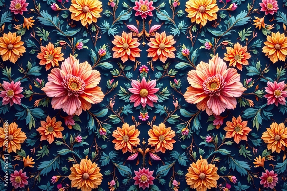 custom made wallpaper toronto digitalIntricate floral pattern, repeating seamlessly , spring, print