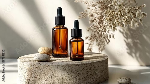 Amber glass bottles with droppers
