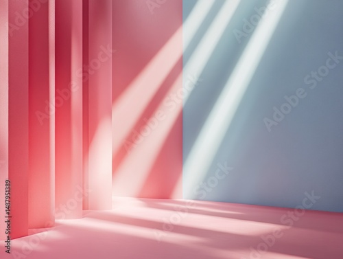 Obraz na płótnie Abstract interior with pink and blue walls and light w salonie