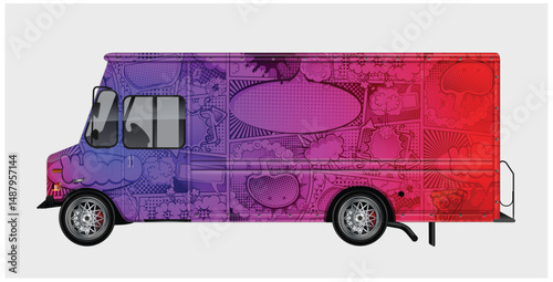 Comic Book Style Food Truck Wrap Design Template