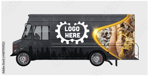 Food Truck Design Template with Philly Cheesesteak
