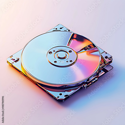 close up hard drive with disk top generative ai