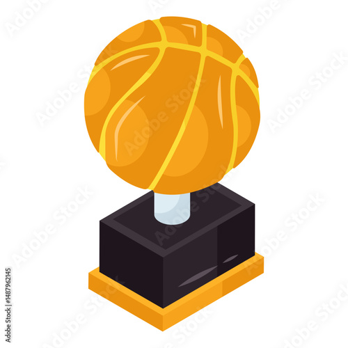Colored design icon of basketball trophy