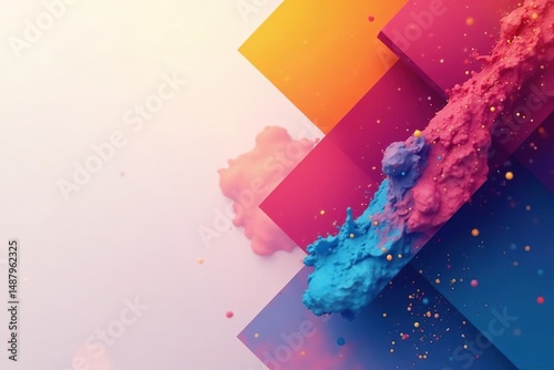 Abstract geometric shapes, vibrant hues, modern style , bright, geometric pattern, illustration