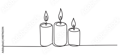Black Hand-drawn candles Line Art, vector style