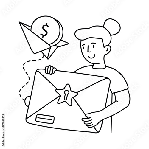 Payment mail vector outline illustrations. EPS 10 file