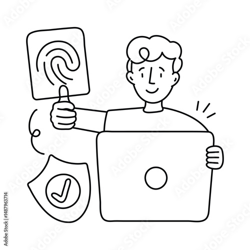 Biometric Securite vector outline illustrations. EPS 10 file