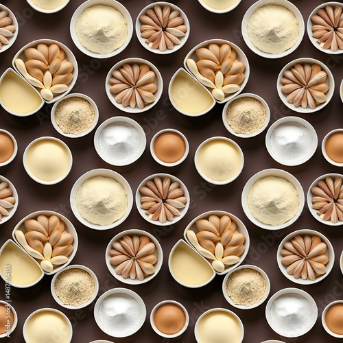 baking ingredients arranged symmetrically