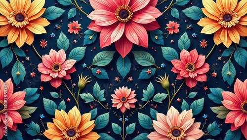 Intricate floral design, repeating seamlessly , wallpaper, repeat