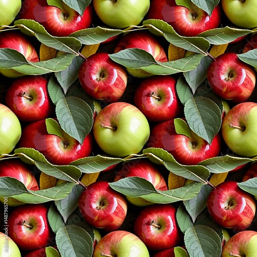 apples and leaves in autumn harvest theme