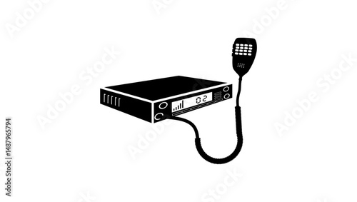 Emergency Communications, black isolated silhouette