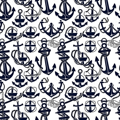 anchors and ropes in nautical style